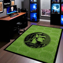 American Express Centurion Flat Rug | Green Luxury Card Inspired Area Rug | Premium Anti-Slip Flat Rug for Office & Gaming Room