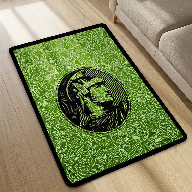 American Express Centurion Flat Rug | Green Luxury Card Inspired Area Rug | Premium Anti-Slip Flat Rug for Office & Gaming Room