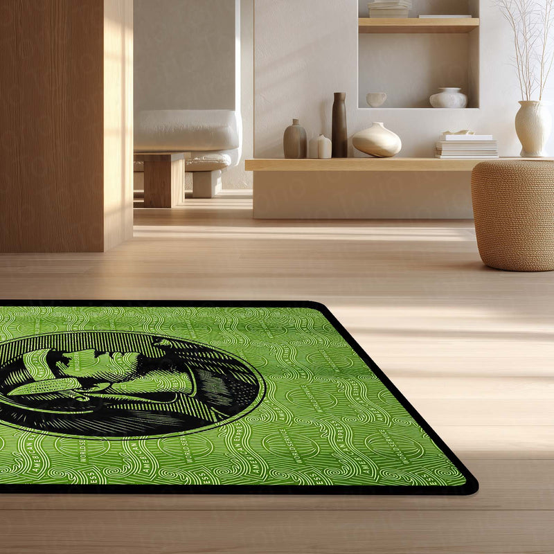 American Express Centurion Flat Rug | Green Luxury Card Inspired Area Rug | Premium Anti-Slip Flat Rug for Office & Gaming Room