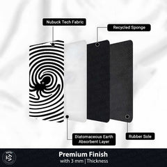 Octopus Fingerprint Shape Flat Rug | Black & White Abstract Ocean Art Oval Area Rug | Minimalist Marine Floor Rug for Living Room, Bedroom & Office
