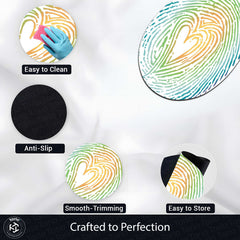 Heart Fingerprint Shape Flat Rug | Pastel Love Abstract Oval Area Rug | Minimalist Romantic Floor Rug for Bedroom, Nursery & Modern Home Decor