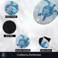 Horse Fingerprint Shape Flat Rug | Blue Abstract Equestrian Oval Area Rug | Artistic Animal Floor Rug for Living Room, Bedroom & Office Decor