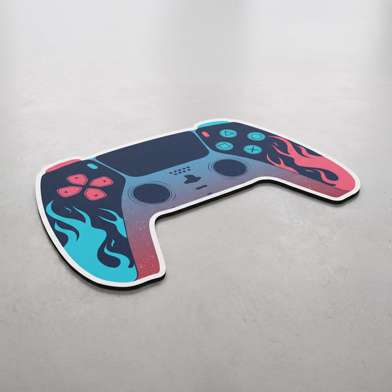 Gaming Controller Cut-Out Flat Rug | Neon Gamepad Floor Mat | Premium Gamer Décor for Gaming Room, Streaming Setup & Bedroom