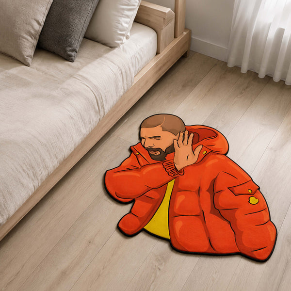 Hotline Bling Meme Cut-out Flat Rug | Viral Dance Reaction Meme Flat Rug | Pop Culture & Gaming Room Floor Decor