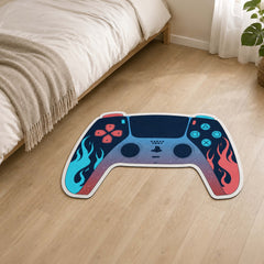 Gaming Controller Cut-Out Flat Rug | Neon Gamepad Floor Mat | Premium Gamer Décor for Gaming Room, Streaming Setup & Bedroom