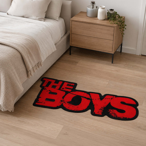 The Boys Logo Cut-out Flat Rug | Superhero TV Series Inspired Flat Rug | Bold Pop Culture Room Floor Decor