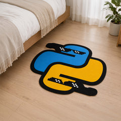 Python Logo Meme Cut-Out Flat Rug | Cool Python Programming Cut-Out Flat Rug | Coder & Developer Desk Floor Decor