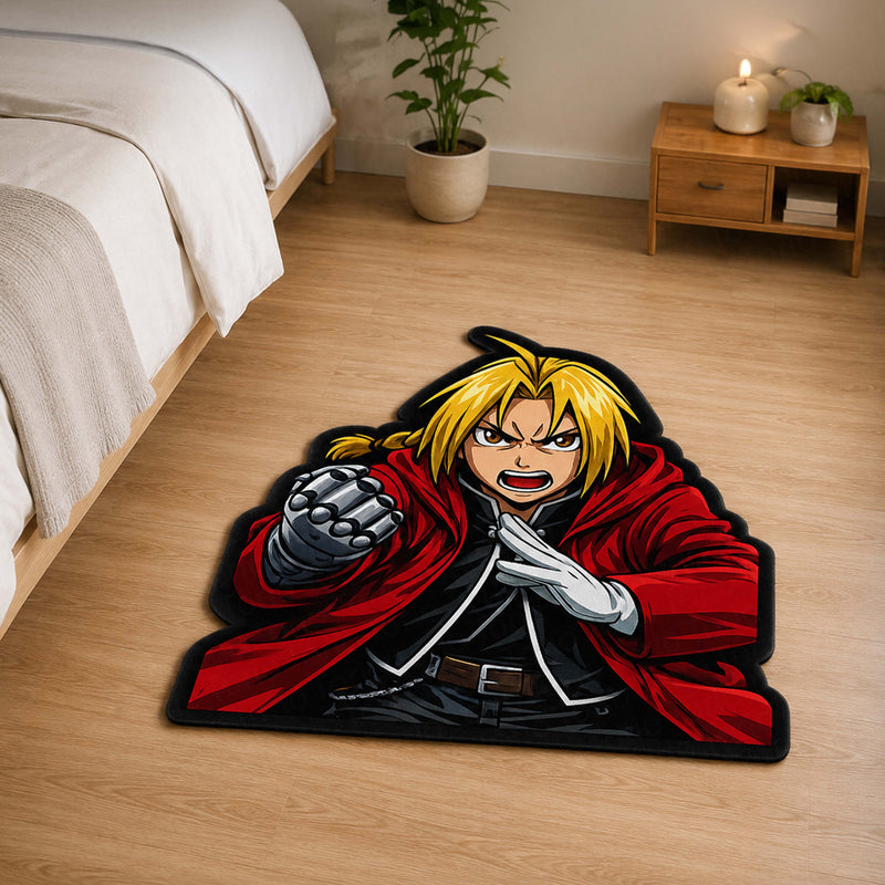 Edward Elric Fullmetal Alchemist Cut-out Flat Rug | Iconic Anime Character Floor Rug | Premium Manga Room Decor