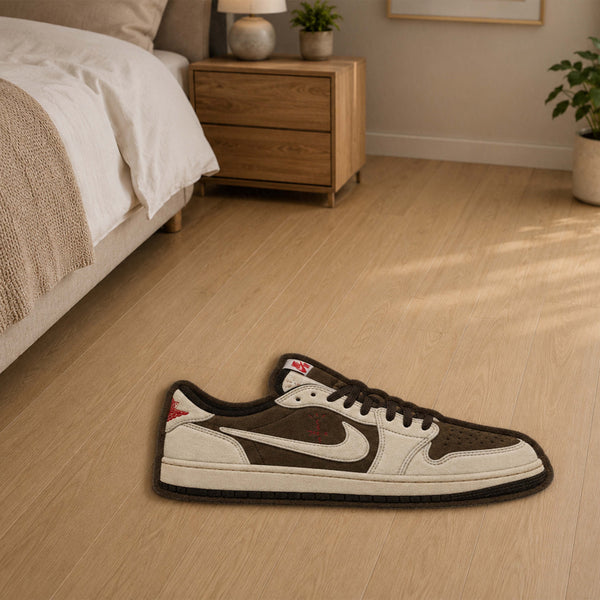 Travis Scott x Air Jordan 1 Low Cut-out Flat Rug | Iconic Sneaker Floor Rug | Premium Streetwear Room Decor