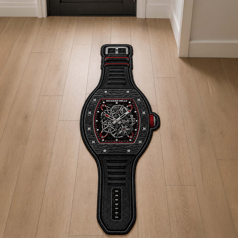 Richard Mille Skeleton Watch Floor Mat (3 mm Thick) | Luxury Timepiece Cut-Out Rug for Bedroom, Office & Watch Collector Decor