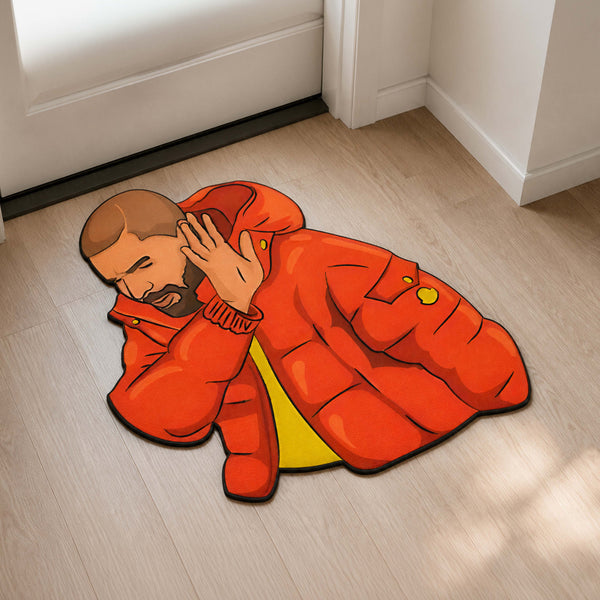 Hotline Bling Meme Cut-out Flat Rug | Viral Dance Reaction Meme Flat Rug | Pop Culture & Gaming Room Floor Decor