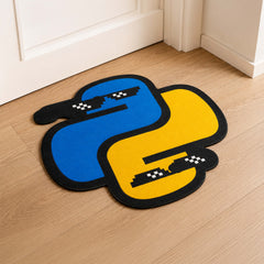 Python Logo Meme Cut-Out Flat Rug | Cool Python Programming Cut-Out Flat Rug | Coder & Developer Desk Floor Decor
