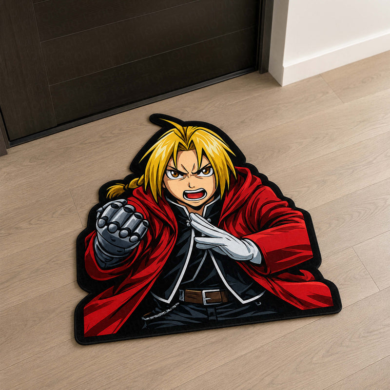Edward Elric Fullmetal Alchemist Cut-out Flat Rug | Iconic Anime Character Floor Rug | Premium Manga Room Decor