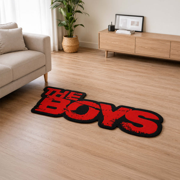 The Boys Logo Cut-out Flat Rug | Superhero TV Series Inspired Flat Rug | Bold Pop Culture Room Floor Decor