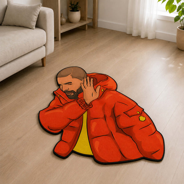 Hotline Bling Meme Cut-out Flat Rug | Viral Dance Reaction Meme Flat Rug | Pop Culture & Gaming Room Floor Decor