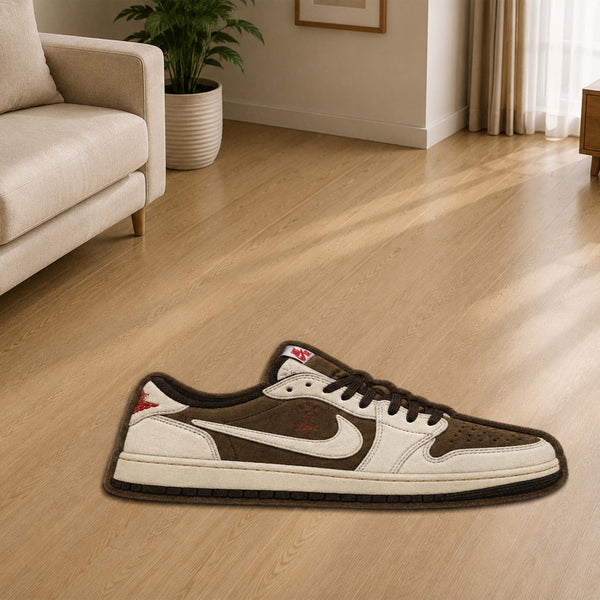 Travis Scott x Air Jordan 1 Low Cut-out Flat Rug | Iconic Sneaker Floor Rug | Premium Streetwear Room Decor