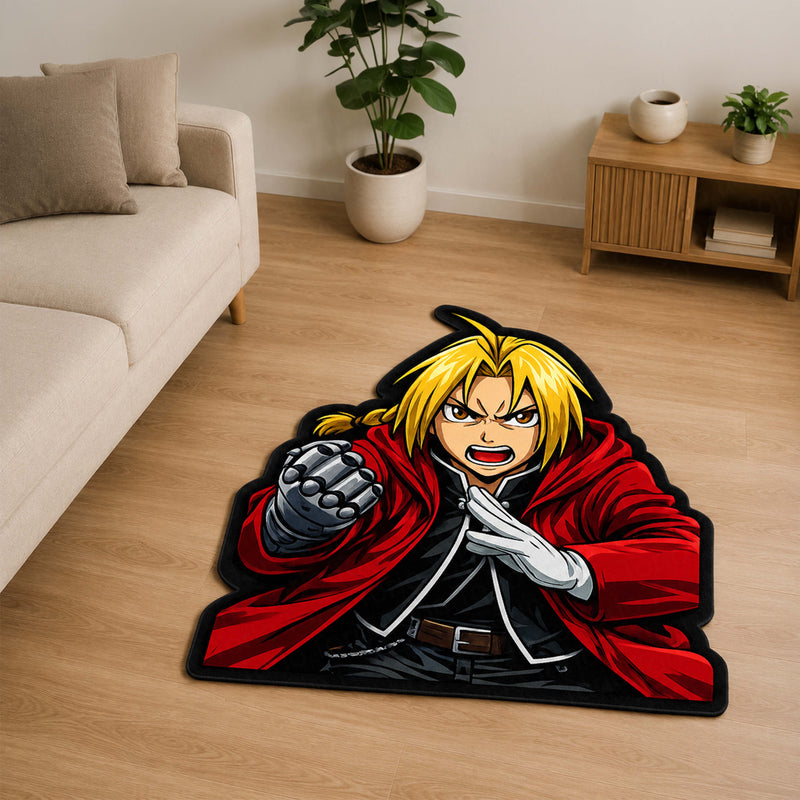 Edward Elric Fullmetal Alchemist Cut-out Flat Rug | Iconic Anime Character Floor Rug | Premium Manga Room Decor
