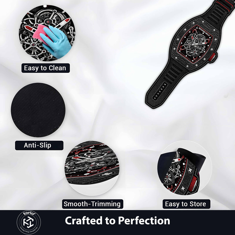 Richard Mille Skeleton Watch Floor Mat (3 mm Thick) | Luxury Timepiece Cut-Out Rug for Bedroom, Office & Watch Collector Decor
