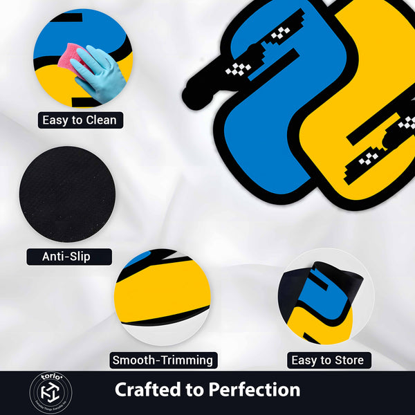 Python Logo Meme Cut-Out Flat Rug | Cool Python Programming Cut-Out Flat Rug | Coder & Developer Desk Floor Decor