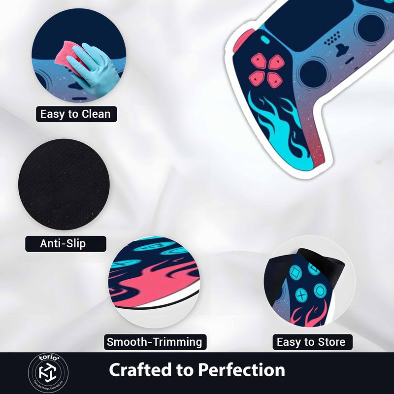 Gaming Controller Cut-Out Flat Rug | Neon Gamepad Floor Mat | Premium Gamer Décor for Gaming Room, Streaming Setup & Bedroom