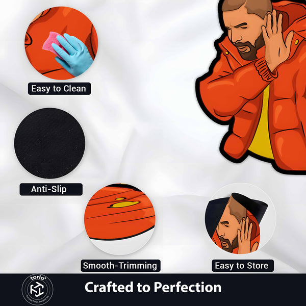 Hotline Bling Meme Cut-out Flat Rug | Viral Dance Reaction Meme Flat Rug | Pop Culture & Gaming Room Floor Decor