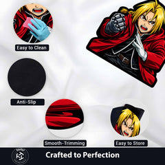 Edward Elric Fullmetal Alchemist Cut-out Flat Rug | Iconic Anime Character Floor Rug | Premium Manga Room Decor