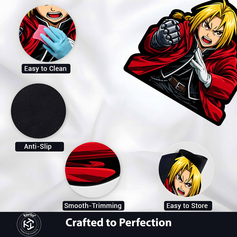 Edward Elric Fullmetal Alchemist Cut-out Flat Rug | Iconic Anime Character Floor Rug | Premium Manga Room Decor