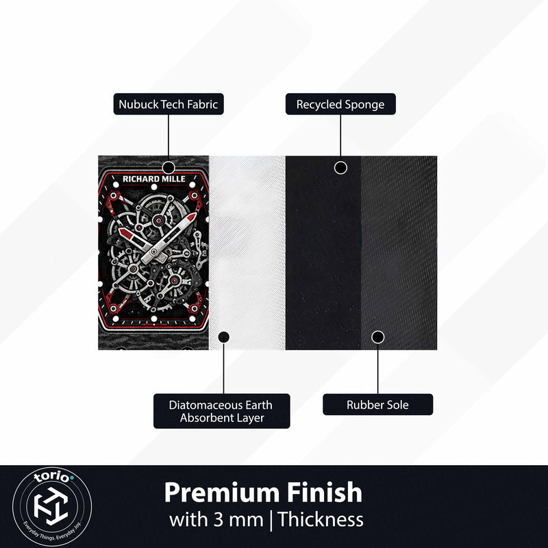 Richard Mille Skeleton Watch Floor Mat (3 mm Thick) | Luxury Timepiece Cut-Out Rug for Bedroom, Office & Watch Collector Decor