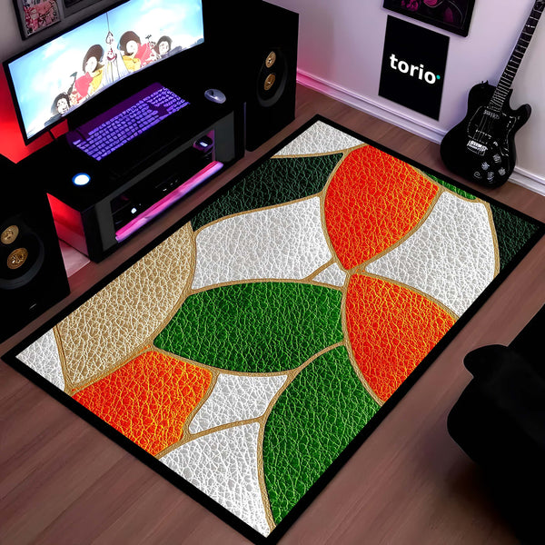 Abstract Mosaic Art Area Rug | Modern Geometric Floor Mat | Vibrant Multi-Color Decorative Rug for Living Room, Office & Gaming Setup