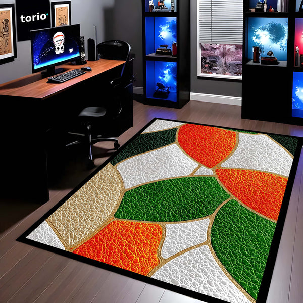 Abstract Mosaic Art Area Rug | Modern Geometric Floor Mat | Vibrant Multi-Color Decorative Rug for Living Room, Office & Gaming Setup