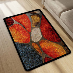 Tone Mosaic Art Area Rug | Abstract Geometric Stone Pattern Floor Mat | Modern Decorative Rug for Living Room, Bedroom & Gaming Setup