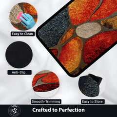 Tone Mosaic Art Area Rug | Abstract Geometric Stone Pattern Floor Mat | Modern Decorative Rug for Living Room, Bedroom & Gaming Setup