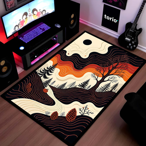 Stained Glass Style Geometric Area Rug | Modern Abstract Multi-Color Floor Mat | Artistic Decorative Rug for Living Room, Gaming Room & Bedroom Decor