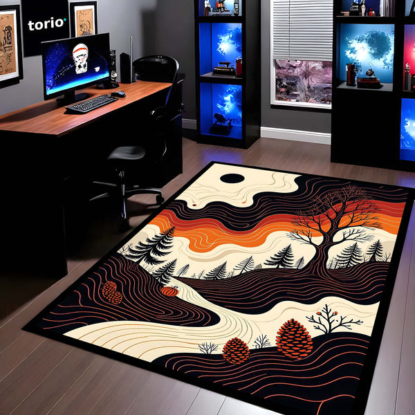 Stained Glass Style Geometric Area Rug | Modern Abstract Multi-Color Floor Mat | Artistic Decorative Rug for Living Room, Gaming Room & Bedroom Decor