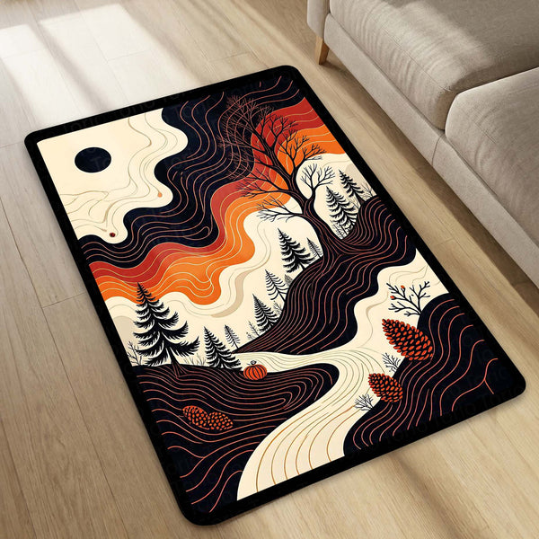 Stained Glass Style Geometric Area Rug | Modern Abstract Multi-Color Floor Mat | Artistic Decorative Rug for Living Room, Gaming Room & Bedroom Decor