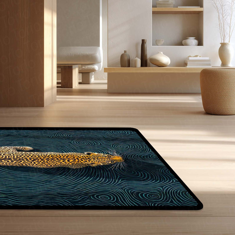 Abstract Leopard Area Rug | Luxury Animal Print Floor Mat | Modern Artistic Carpet for Bedroom, Living Room & Studio Decor | Anti Slip Washable 3 mm Thin Rug