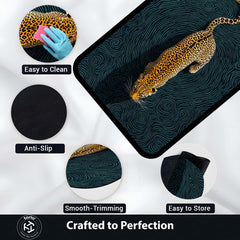 Abstract Leopard Area Rug | Luxury Animal Print Floor Mat | Modern Artistic Carpet for Bedroom, Living Room & Studio Decor | Anti Slip Washable 3 mm Thin Rug