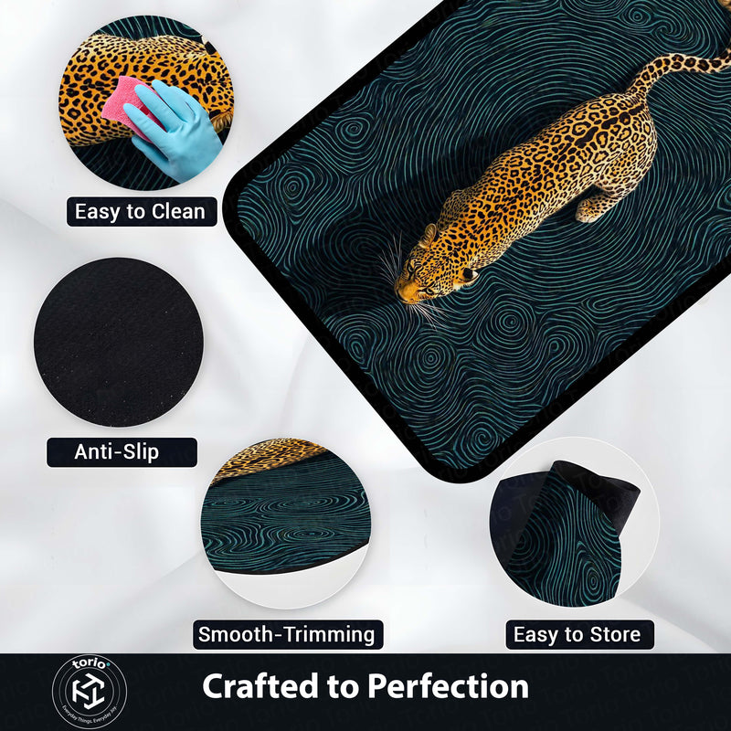 Abstract Leopard Area Rug | Luxury Animal Print Floor Mat | Modern Artistic Carpet for Bedroom, Living Room & Studio Decor | Anti Slip Washable 3 mm Thin Rug