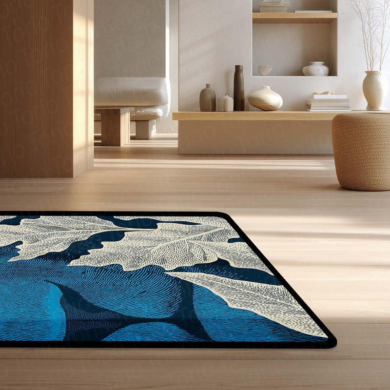 Abstract Face Art Area Rug | Modern Artistic Floor Mat with Leaf Design | Aesthetic Carpet for Bedroom, Living Room & Studio Decor | Anti Slip Washable 3 mm Thin Rug