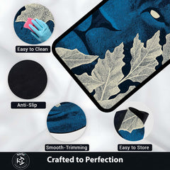 Abstract Face Art Area Rug | Modern Artistic Floor Mat with Leaf Design | Aesthetic Carpet for Bedroom, Living Room & Studio Decor | Anti Slip Washable 3 mm Thin Rug