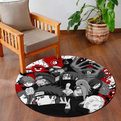 Akatsuki Naruto Round Rug | Red Cloud Anime Circle Floor Mat | Anti-Slip 3 mm Absorbent Rug for Bedroom, Gaming Room & Otaku Decor