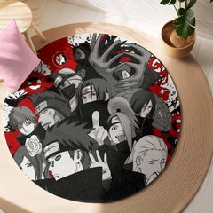 Akatsuki Naruto Round Rug | Red Cloud Anime Circle Floor Mat | Anti-Slip 3 mm Absorbent Rug for Bedroom, Gaming Room & Otaku Decor