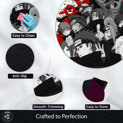 Akatsuki Naruto Round Rug | Red Cloud Anime Circle Floor Mat | Anti-Slip 3 mm Absorbent Rug for Bedroom, Gaming Room & Otaku Decor