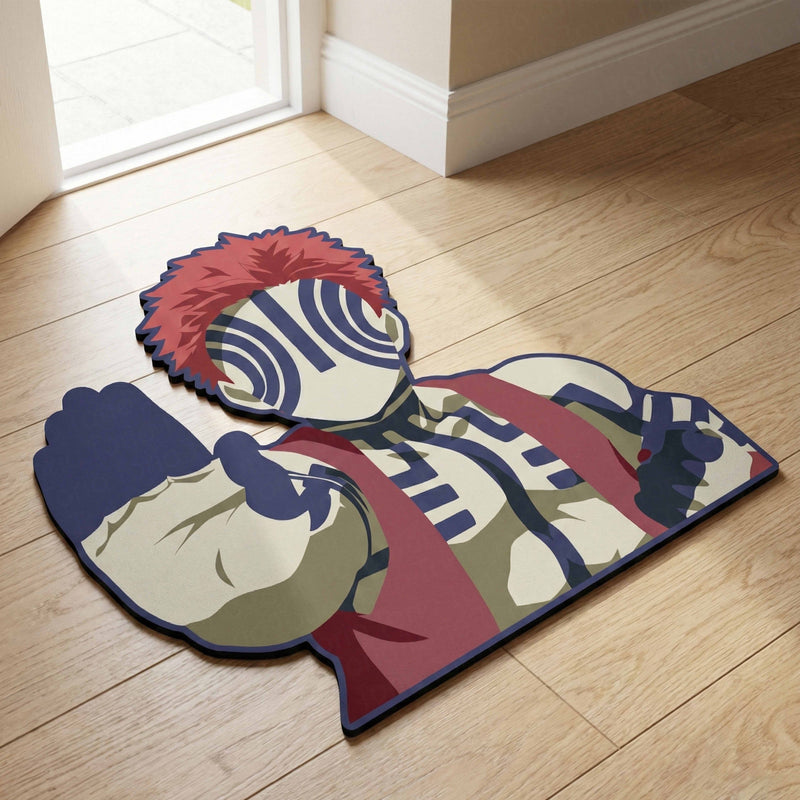 Akaza Inspired Anime Floor Mat (3 mm Thick) | Fierce Demon Art Mat for Bedroom, Gaming Room, Studio & Otaku Home Decor
