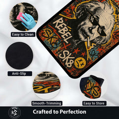 Albert Einstein Graffiti Art Area Rug | Rebel Genius Street Art Floor Mat | Urban Pop Culture Science Rug for Gaming Room, Bedroom, Studio & Modern Home Decor