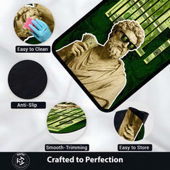 Hustle Money Greek Statue Area Flat Rug | Luxury Wealth Aesthetic Floor Rug | Dollar Gaming Room & Office Decor