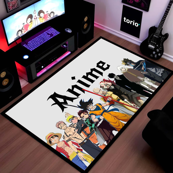 Anime Universe Area Rug | Multi Anime Characters Floor Mat | Anime Aesthetic Rug for Bedroom, Gaming Room & Otaku Decor | Anti Slip Washable 3 mm Thin Carpet