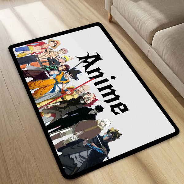 Anime Universe Area Rug | Multi Anime Characters Floor Mat | Anime Aesthetic Rug for Bedroom, Gaming Room & Otaku Decor | Anti Slip Washable 3 mm Thin Carpet