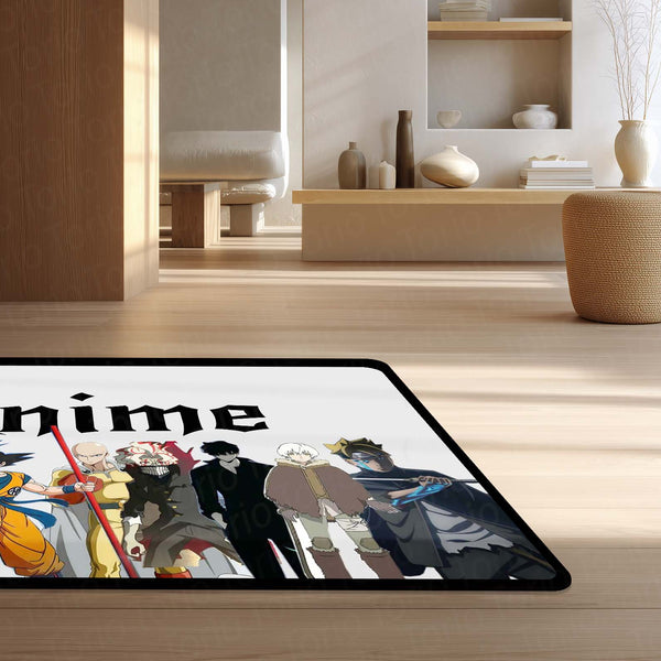 Anime Universe Area Rug | Multi Anime Characters Floor Mat | Anime Aesthetic Rug for Bedroom, Gaming Room & Otaku Decor | Anti Slip Washable 3 mm Thin Carpet