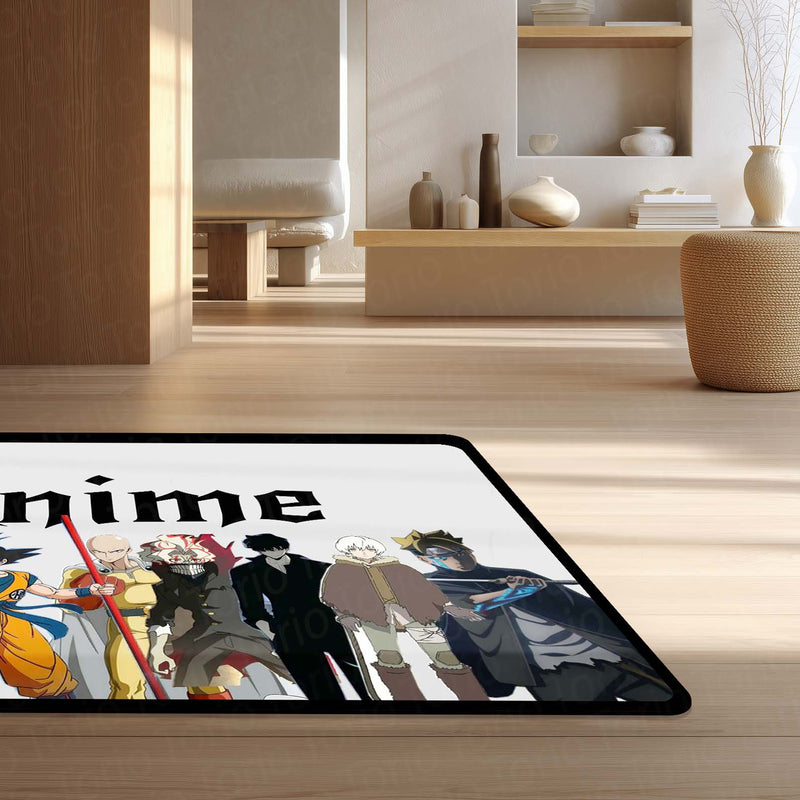 Anime Universe Area Rug | Multi Anime Characters Floor Mat | Anime Aesthetic Rug for Bedroom, Gaming Room & Otaku Decor | Anti Slip Washable 3 mm Thin Carpet